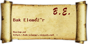 Bak Elemér névjegykártya