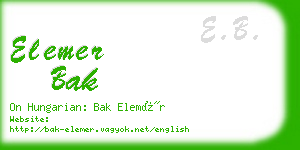 elemer bak business card